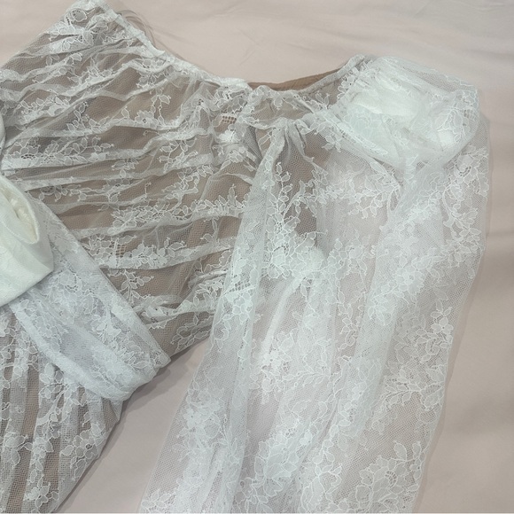 For Love & Lemons Dynasty One Shoulder Dress in White Lace - Picture 4 of 7